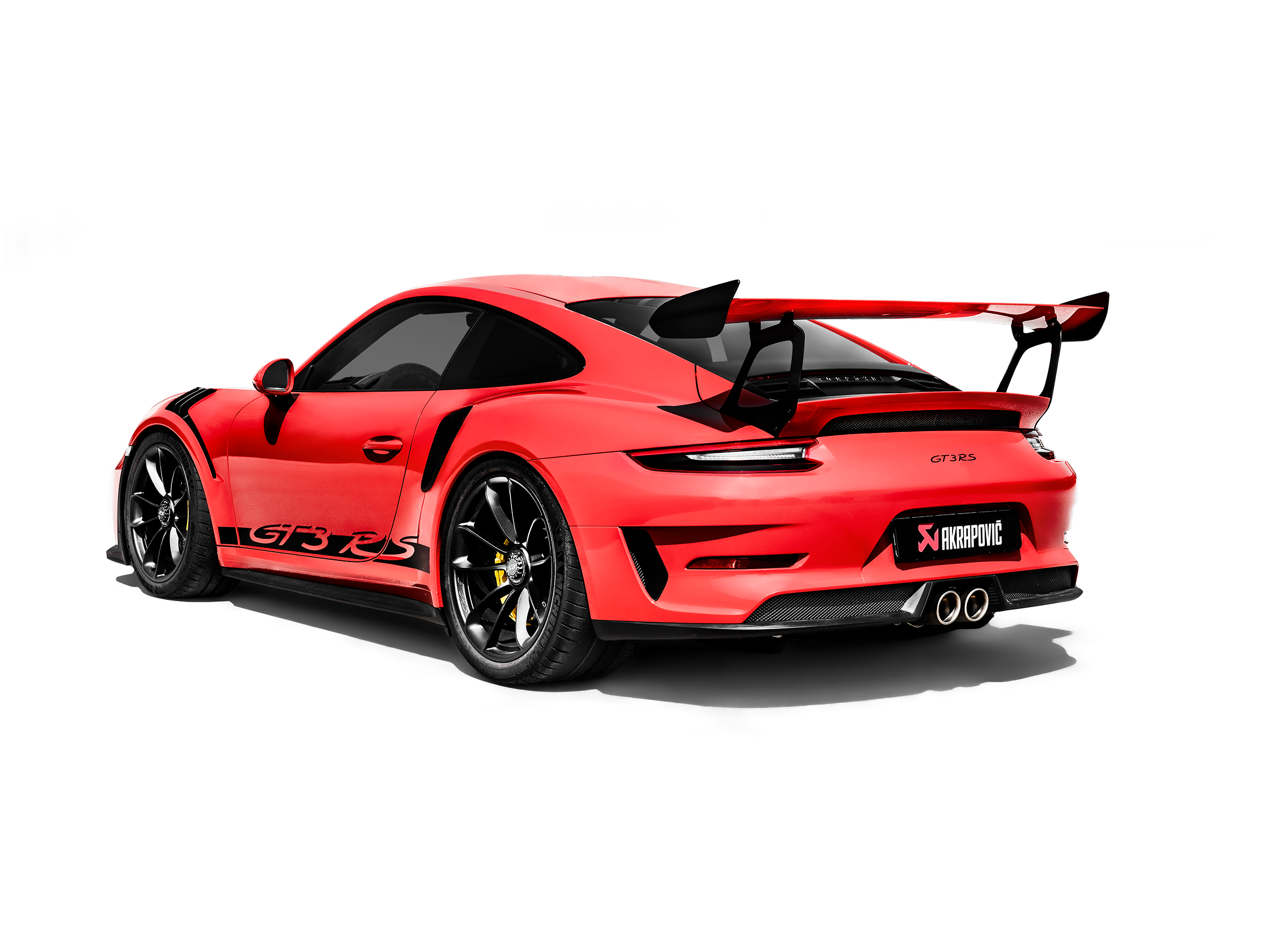 Akrapovic 2018 Porsche 911 GT3 (991.2) Slip-On Race Line (Titanium) w/o Tail Pipe Set installed side view on BOLTMotorsports